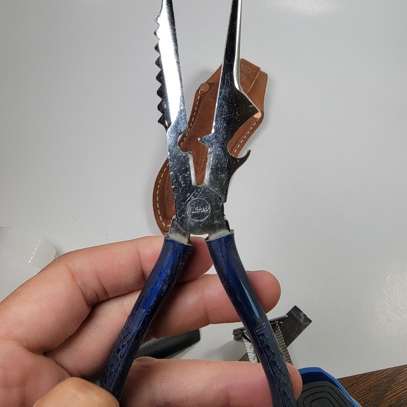 Vintage Mitchell Multi Function Fishing Pliers Leather Holster - Picture 5 of 10
